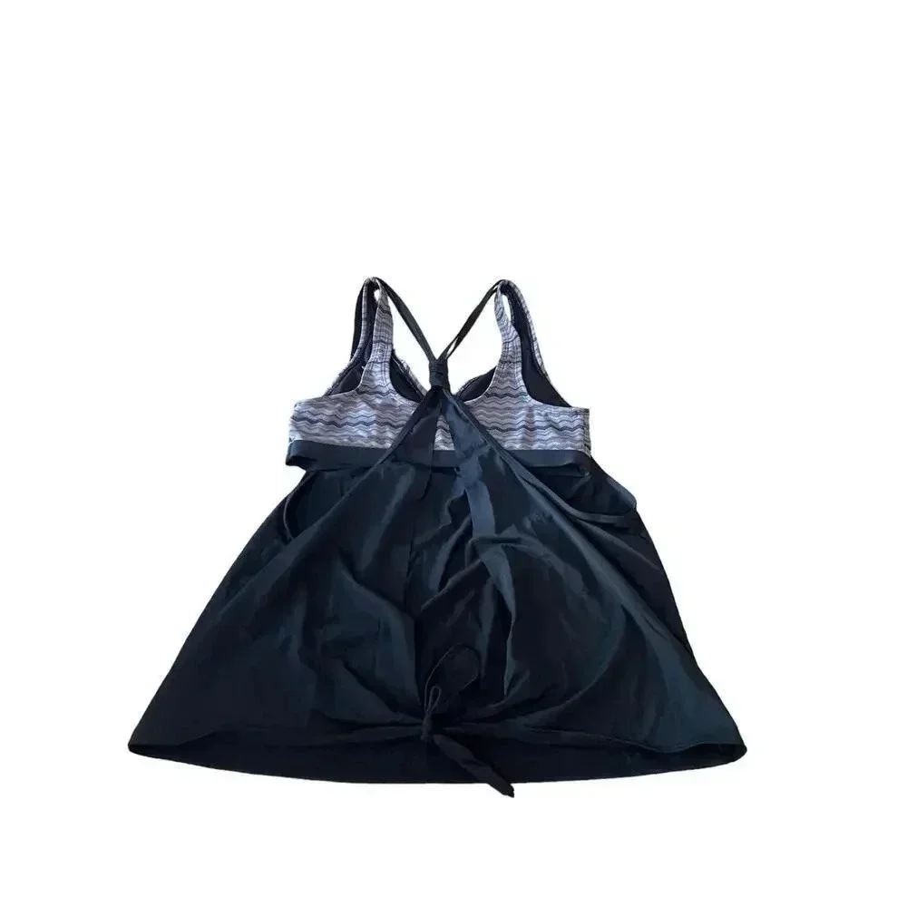 Athleta Women's Black High Neck Tie Back Sleeveless Tankini Top Size Small
